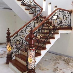 Cầu Thang Sắt Mỹ Thuật, Cầu Thang Lan Can Sắt Tay Vịn Gỗ, Cầu Thang Sắt Mỹ Thuật Đẹp