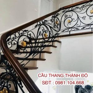 Cầu Thang Sắt Mỹ Thuật, Cầu Thang Lan Can Sắt Tay Vịn Gỗ, Cầu Thang Sắt Mỹ Thuật Đẹp