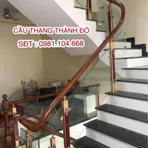 Cầu thang kính chân hợp kim nhôm