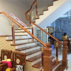 cầu thang kính gỗ, lan can cầu thang kính tại Hà Nội